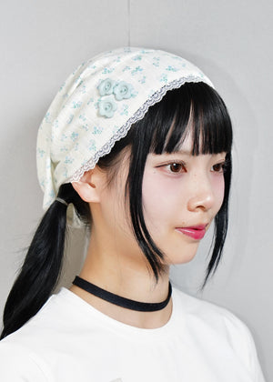 flower button lace beanie