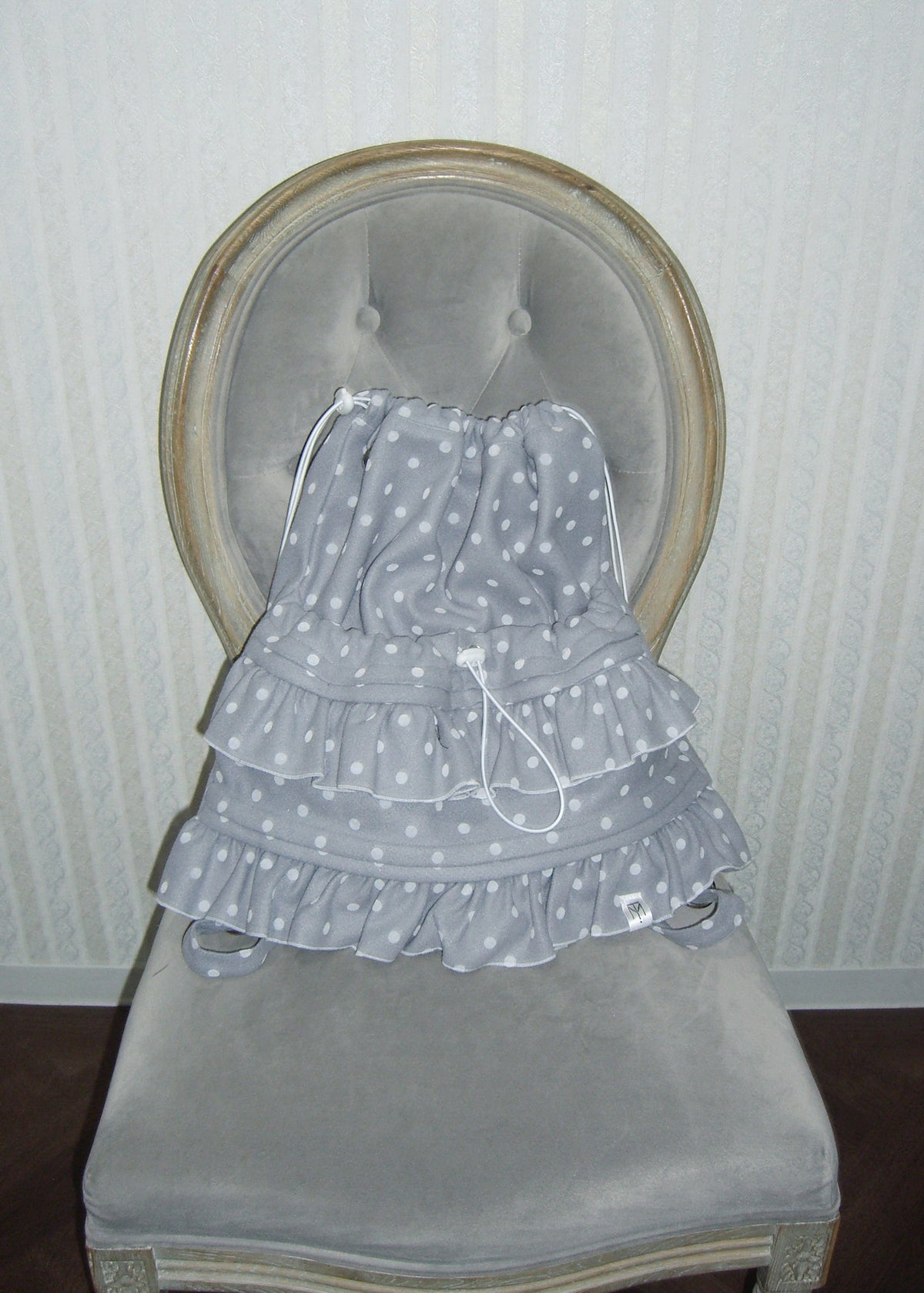 velvet dot woolly frill knapsack