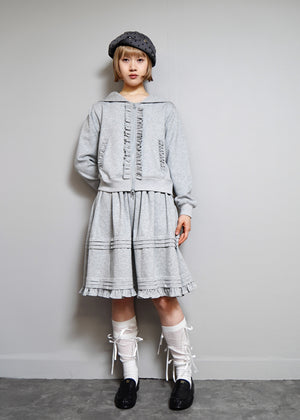 sailor collar frill zip hoodie