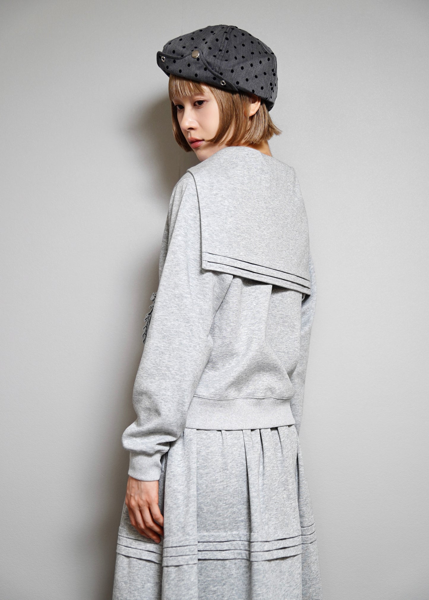 sailor collar frill zip hoodie