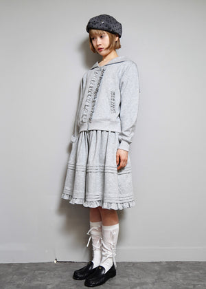 sailor collar frill zip hoodie
