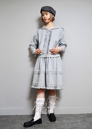 sailor collar frill zip hoodie
