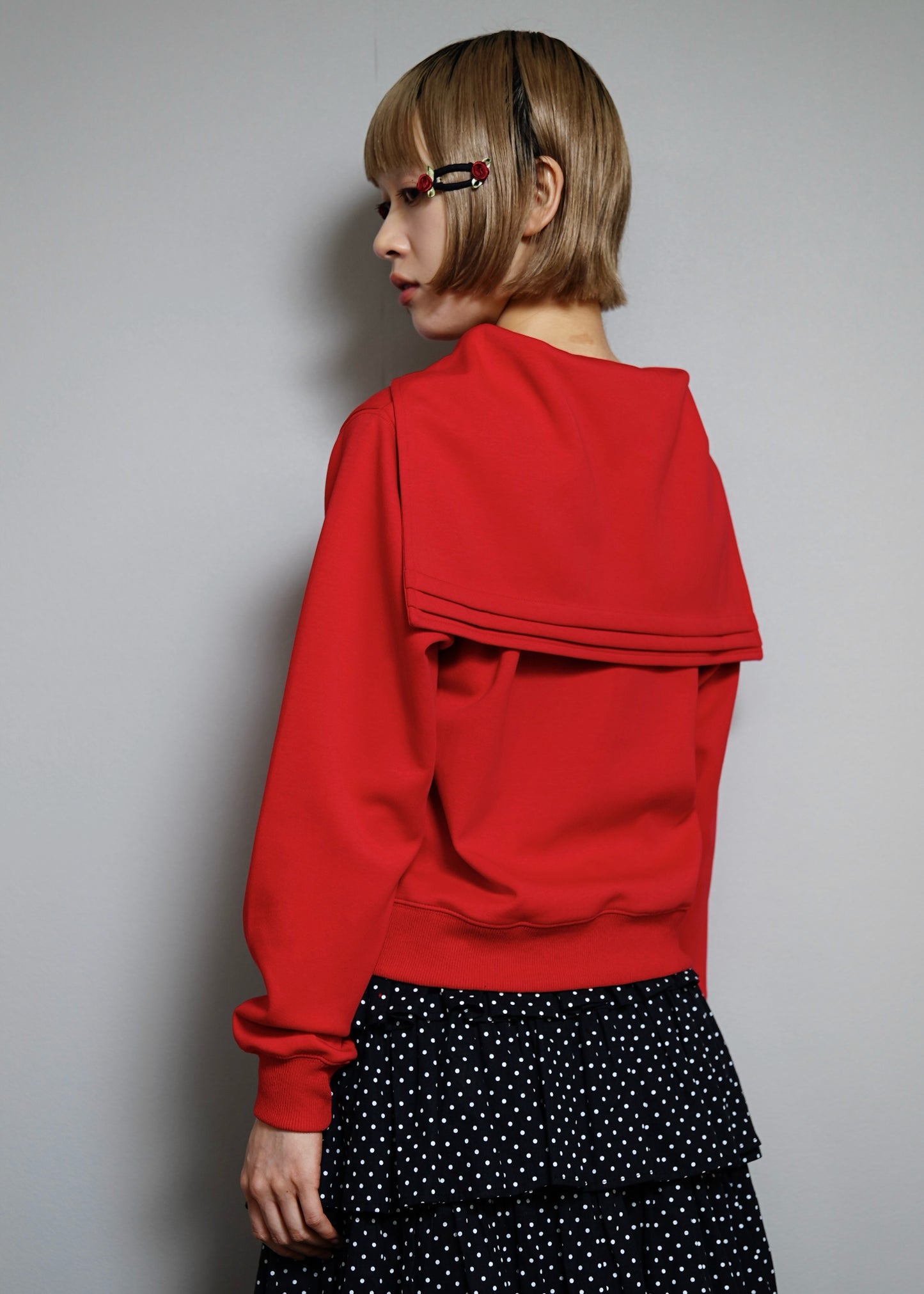 sailor collar frill zip hoodie