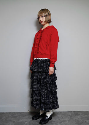 sailor collar frill zip hoodie