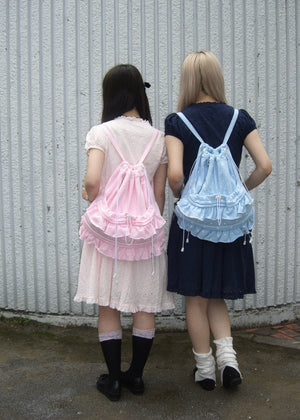 dot frill knapsack-pink&blue