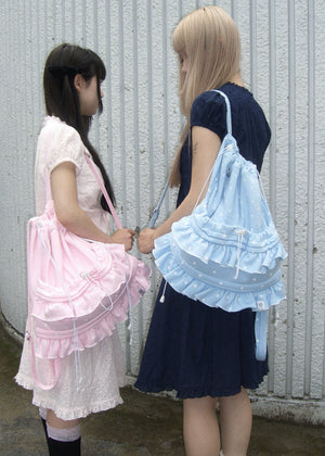 dot frill knapsack-pink&blue