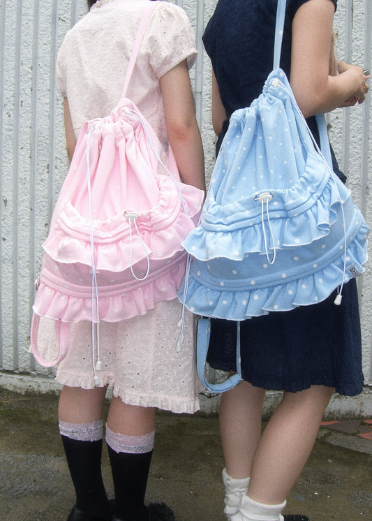 dot frill knapsack-pink&blue