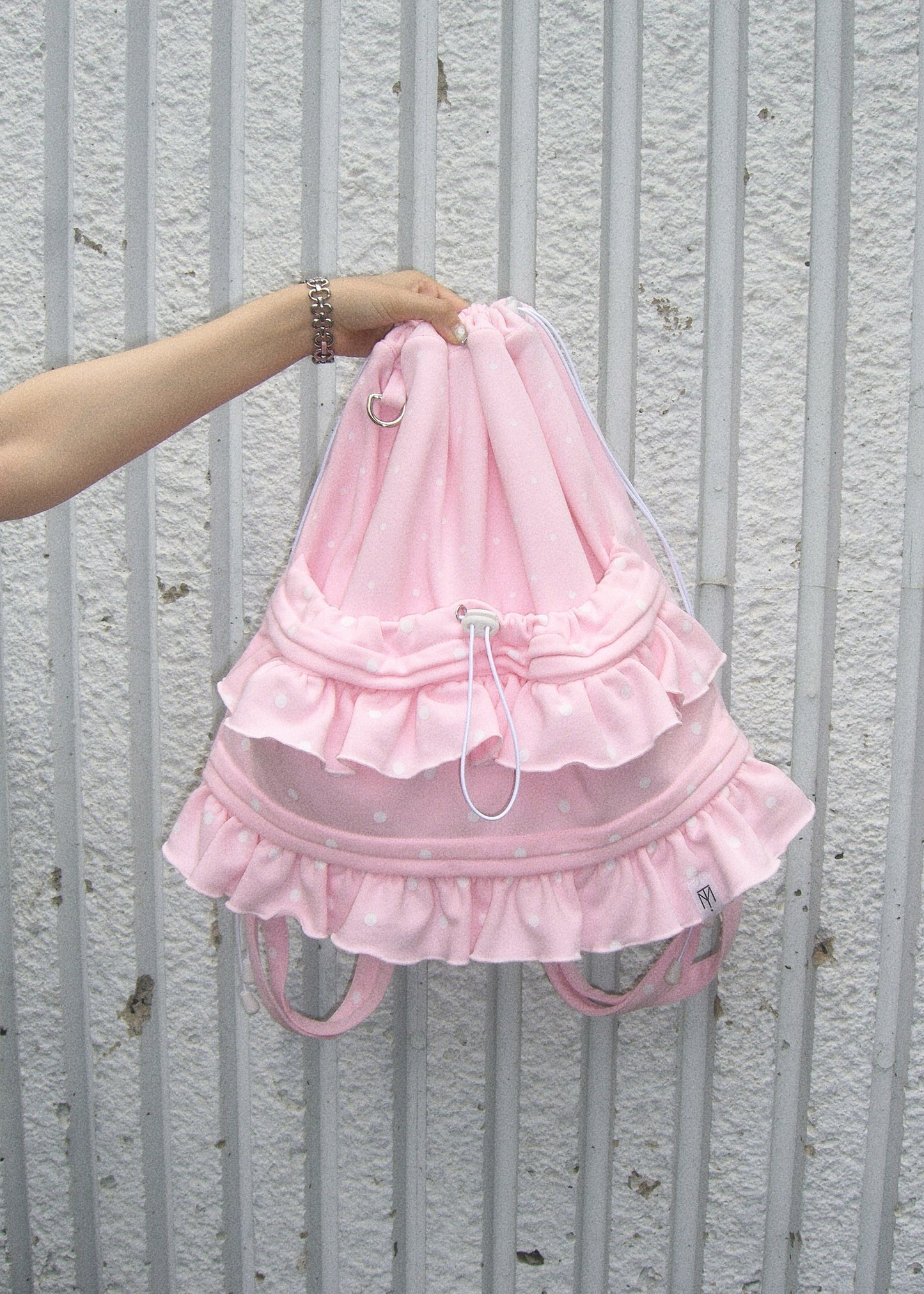dot frill knapsack-pink&blue