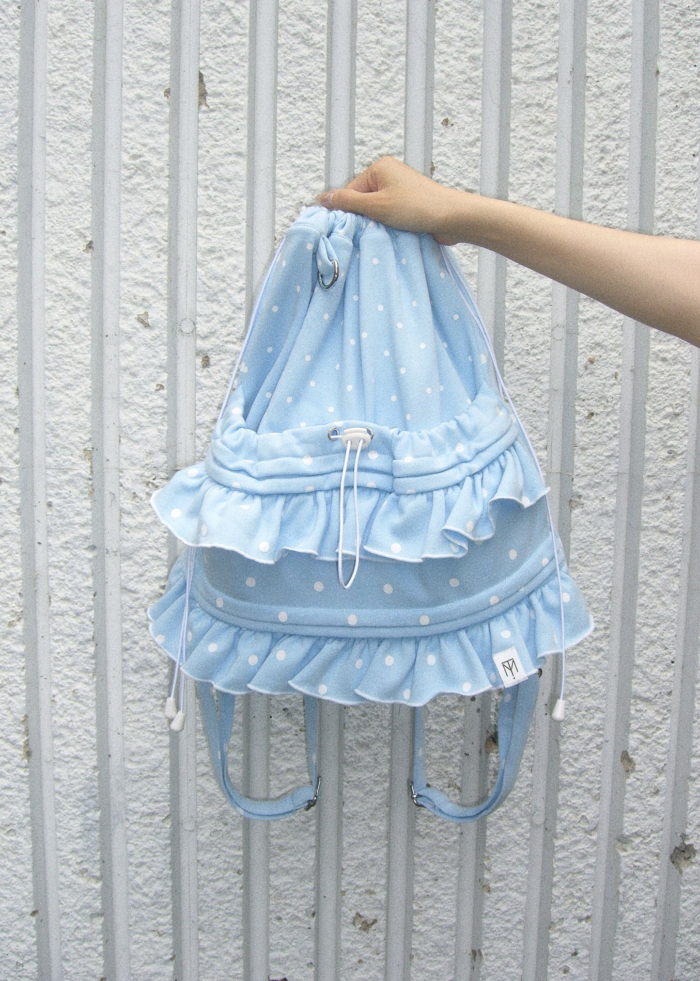 dot frill knapsack-pink&blue