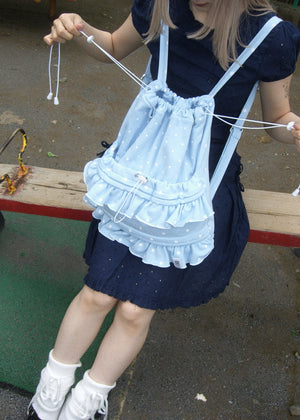 dot frill knapsack-pink&blue