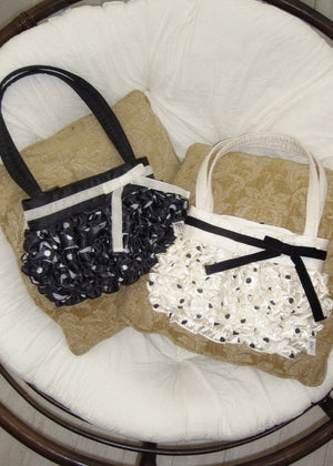ribbon ruffle satin bag