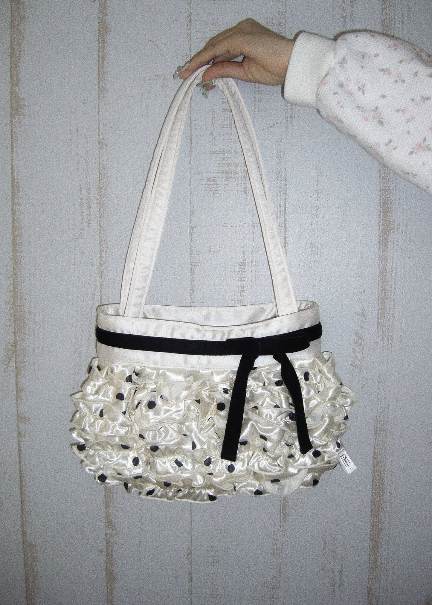 ribbon ruffle satin bag