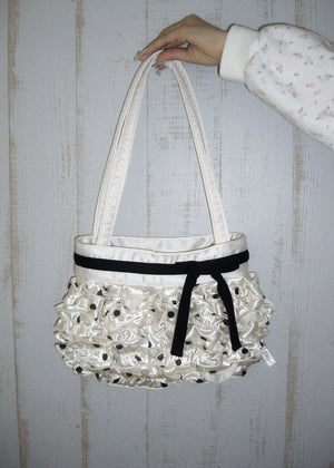 ribbon ruffle satin bag