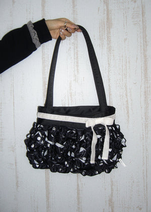 ribbon ruffle satin bag