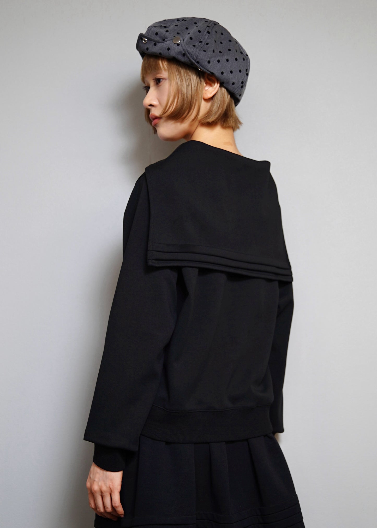 sailor collar frill zip hoodie