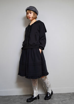 sailor collar frill zip hoodie