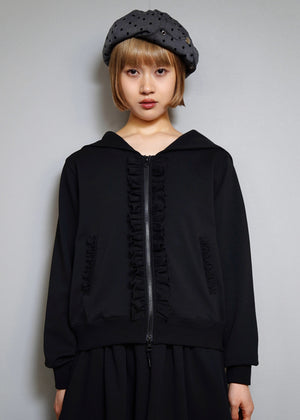 sailor collar frill zip hoodie