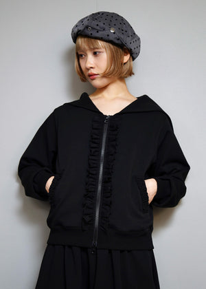 sailor collar frill zip hoodie