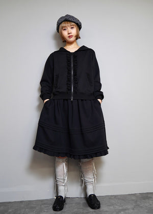 sailor collar frill zip hoodie