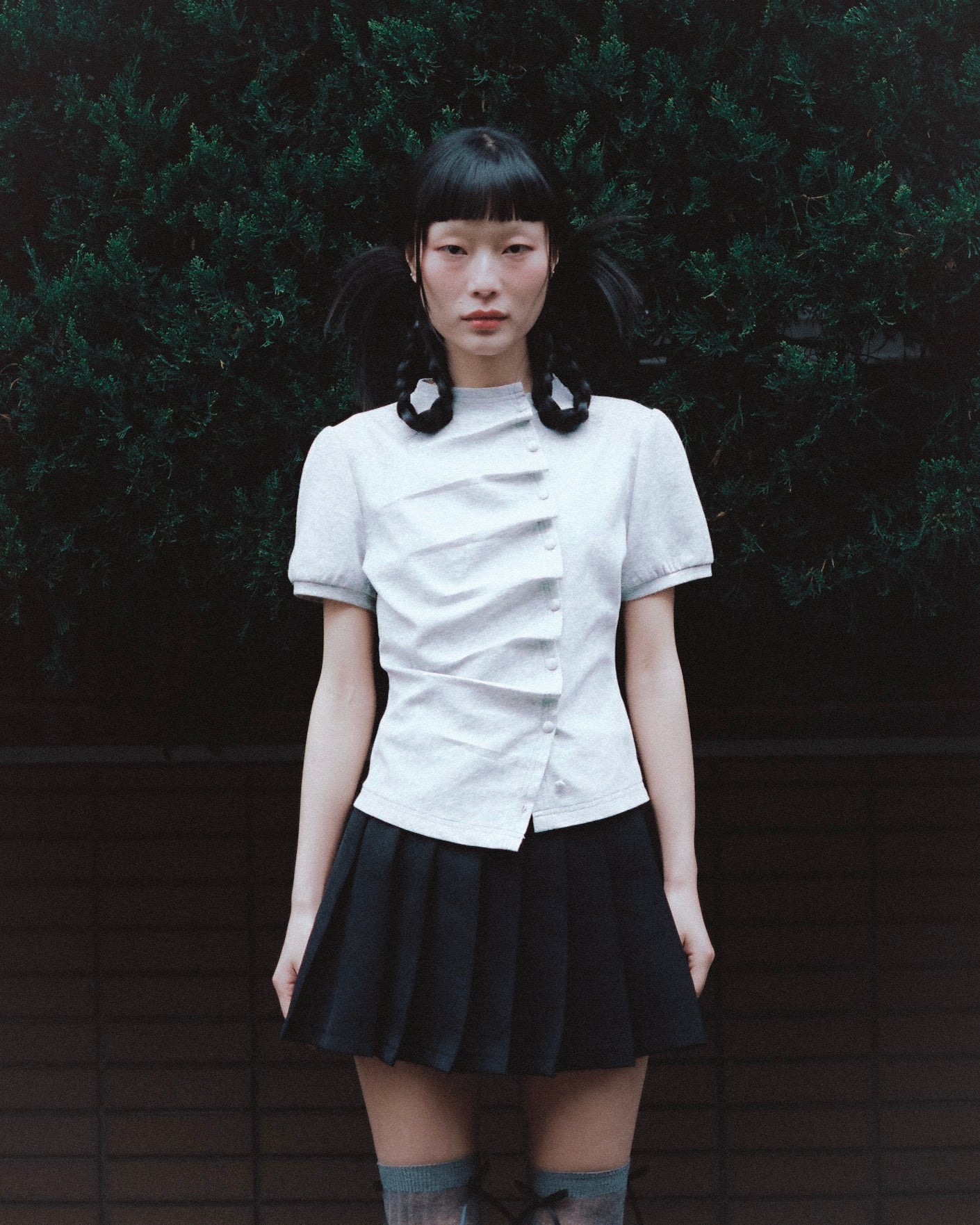 「Tie.Me SELECTIONS」mini pleats skirt BLACK