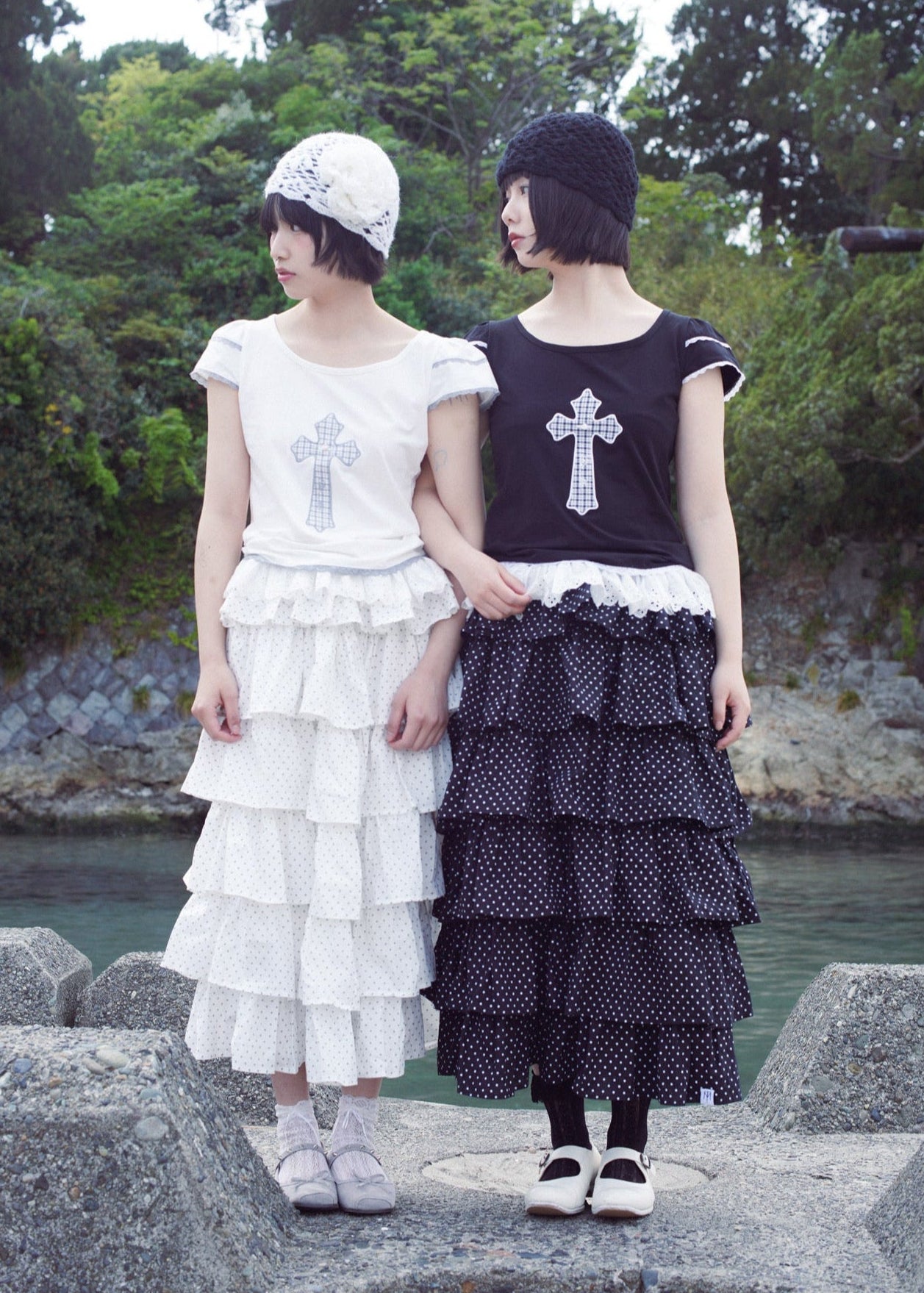 waist lace tiered skirt