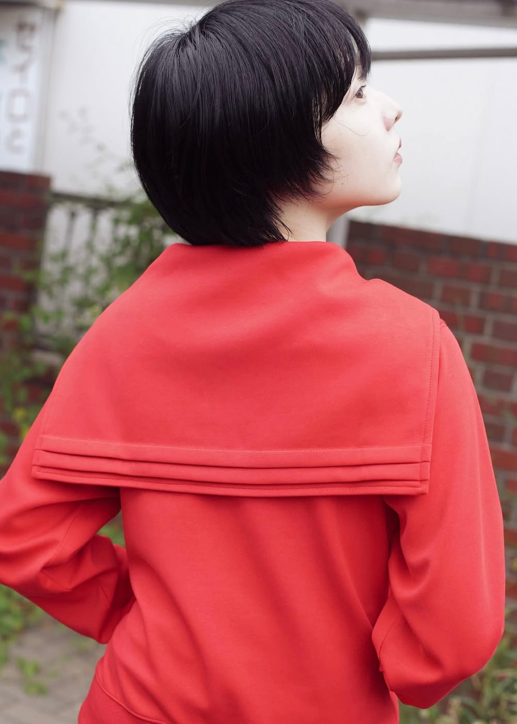 sailor collar frill zip hoodie