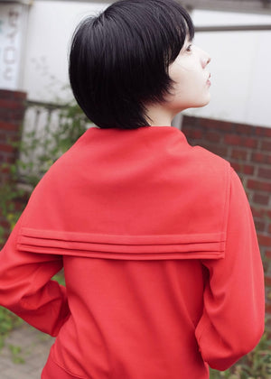 sailor collar frill zip hoodie