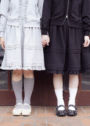sailor collar frill zip hoodie