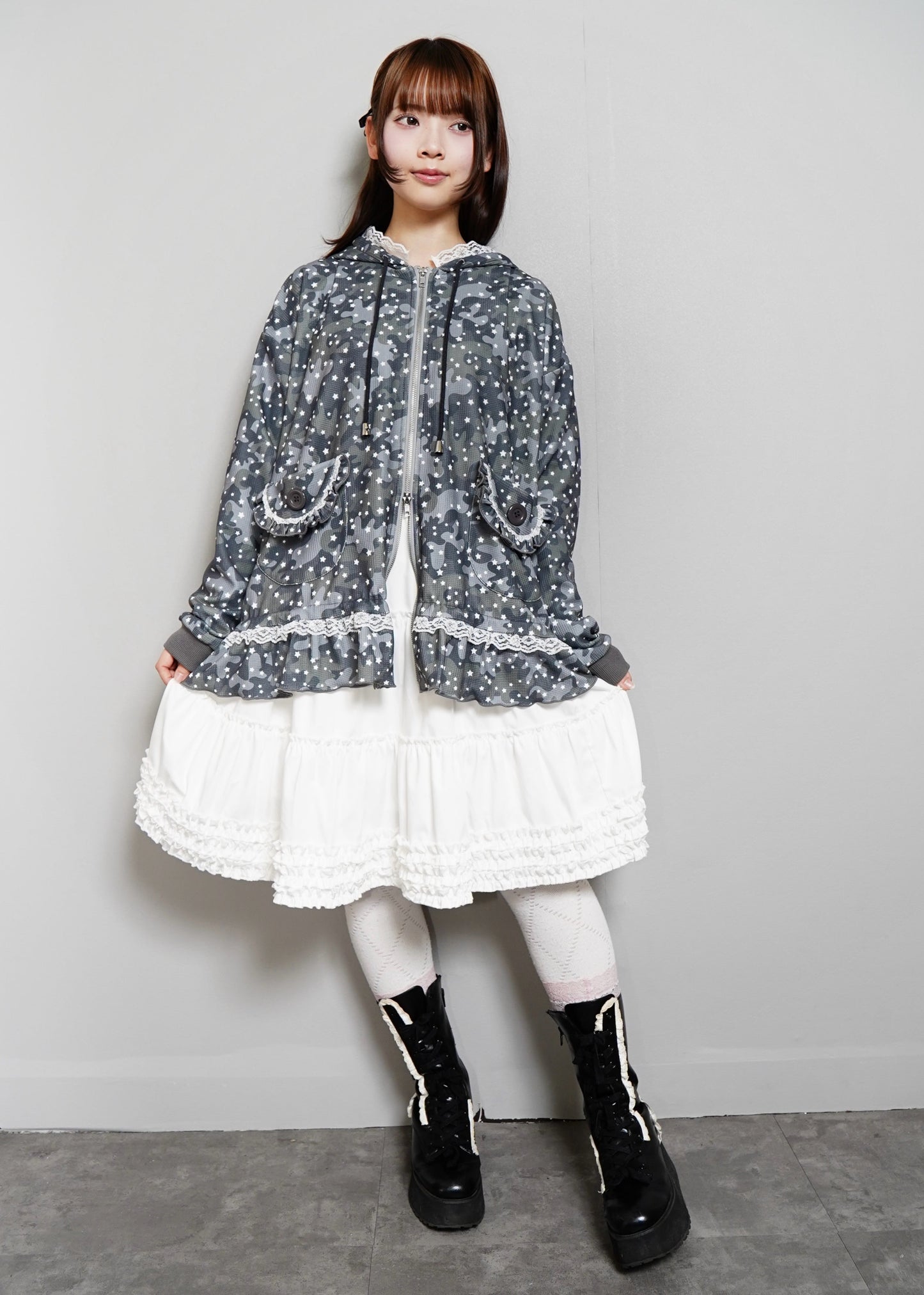 milky star camo hoodie