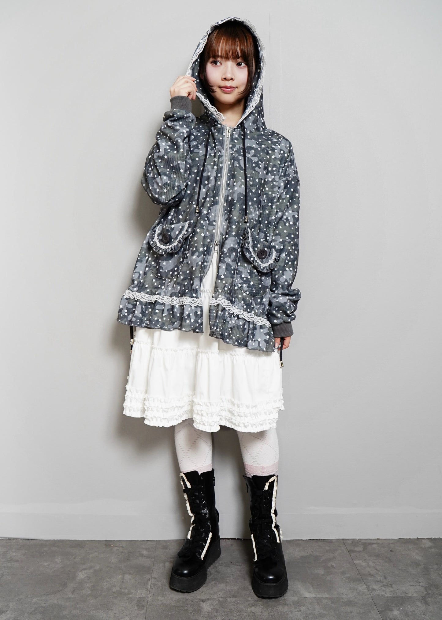 milky star camo hoodie