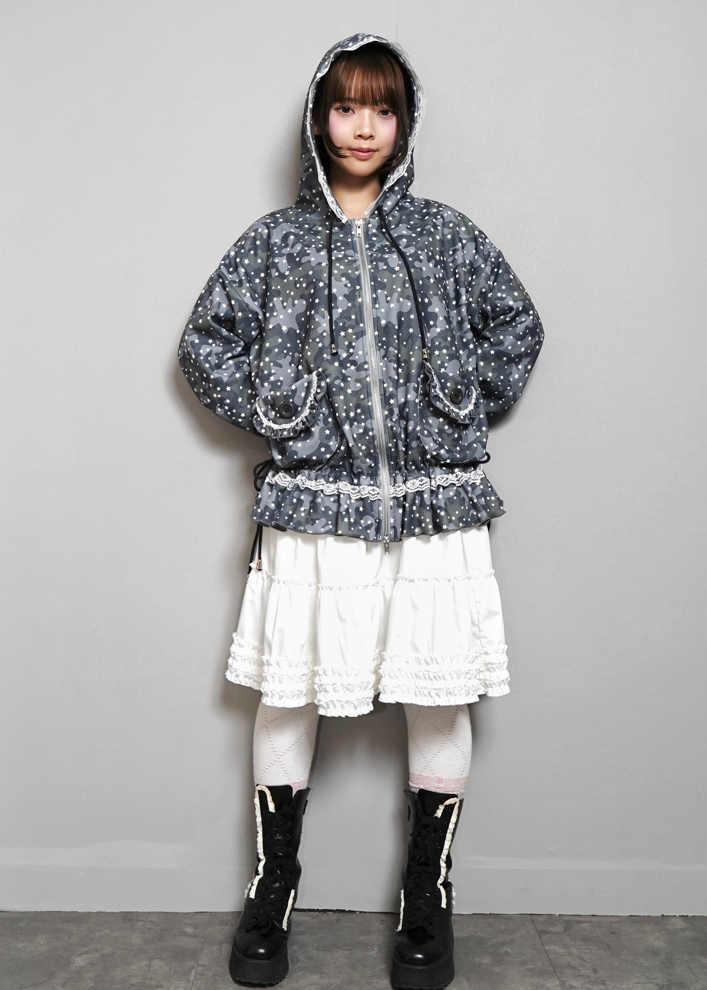 milky star camo hoodie