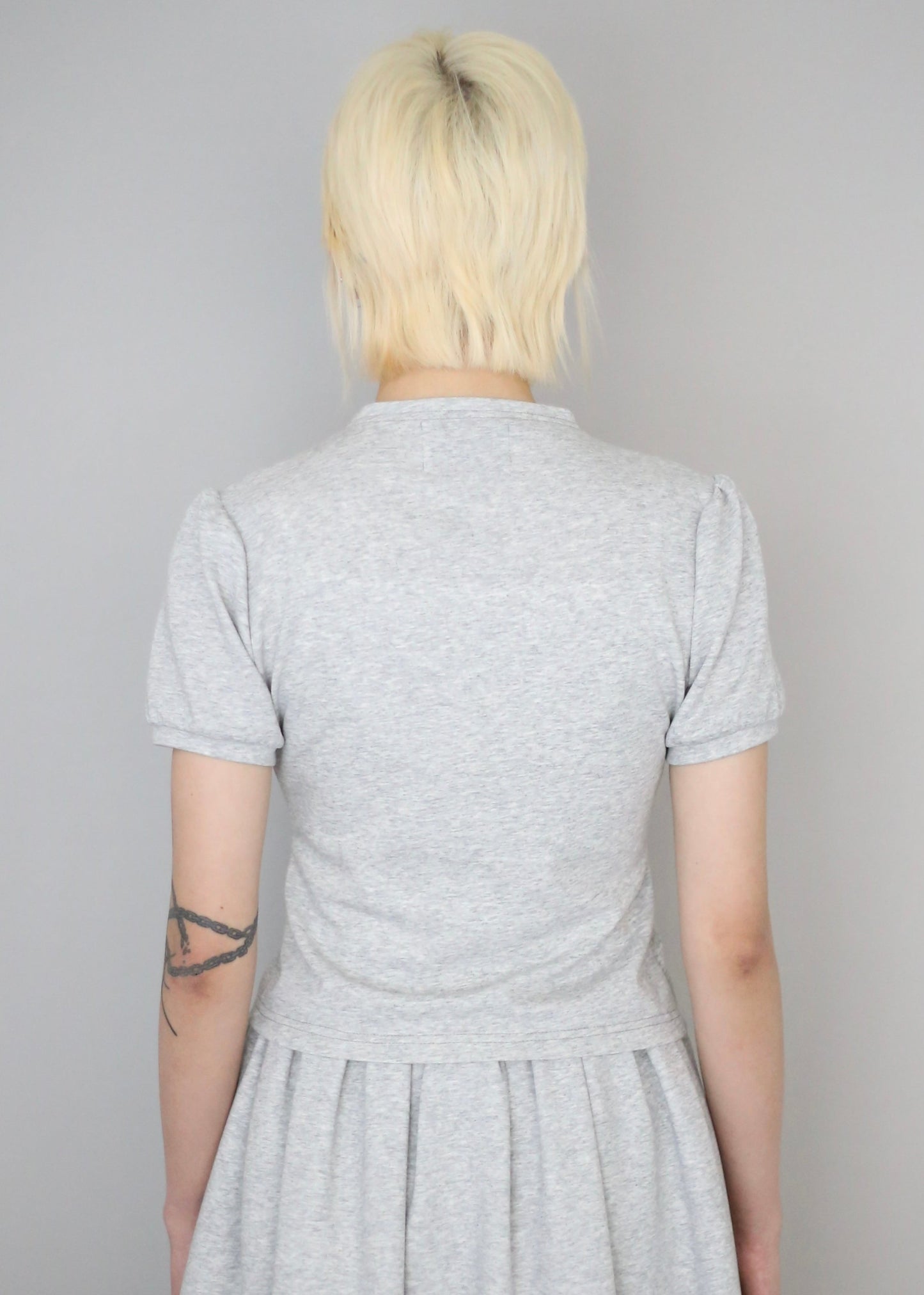 button up T-shirt-GRAY