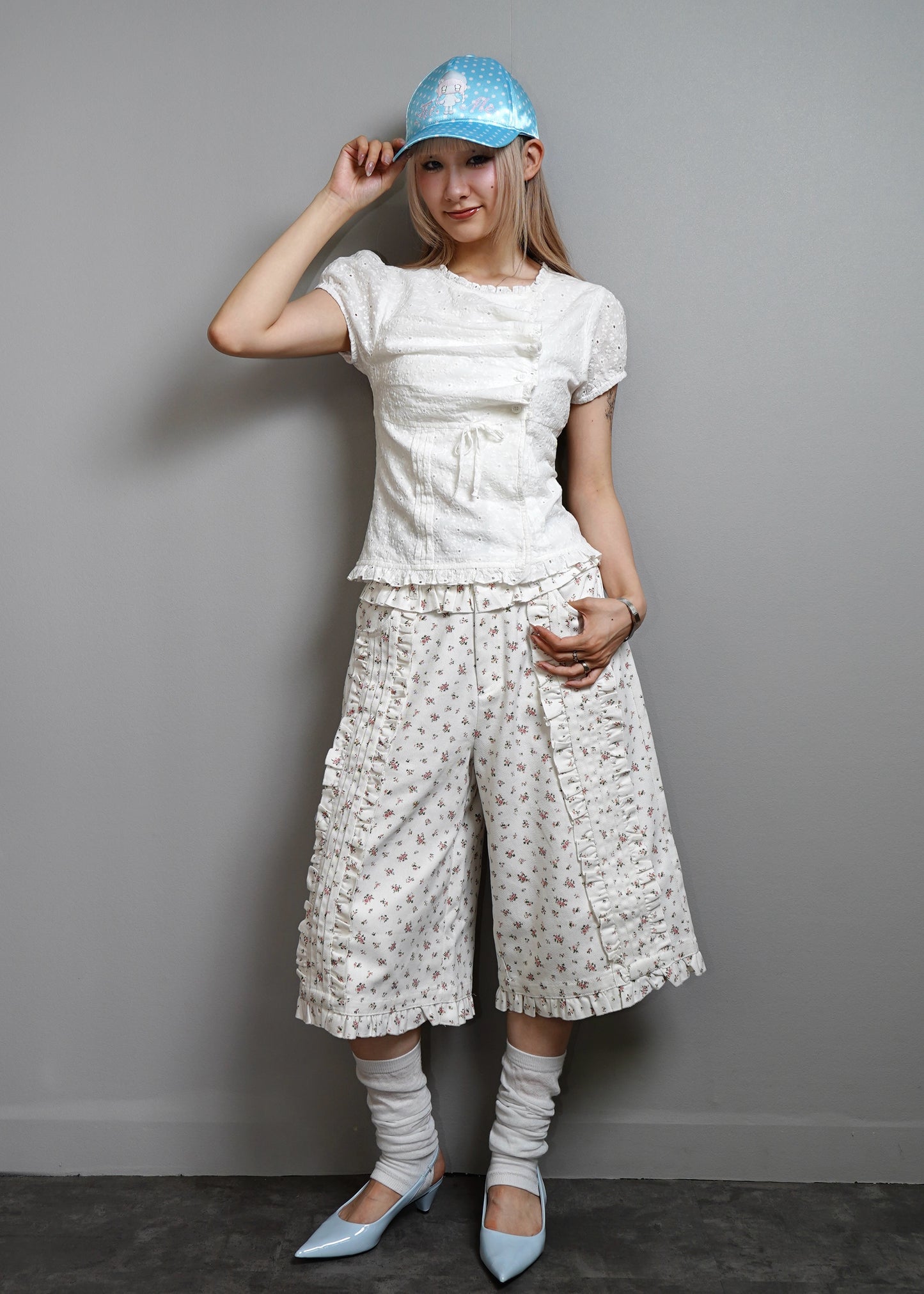 【HUHUEE】gallery girl satin dot cap