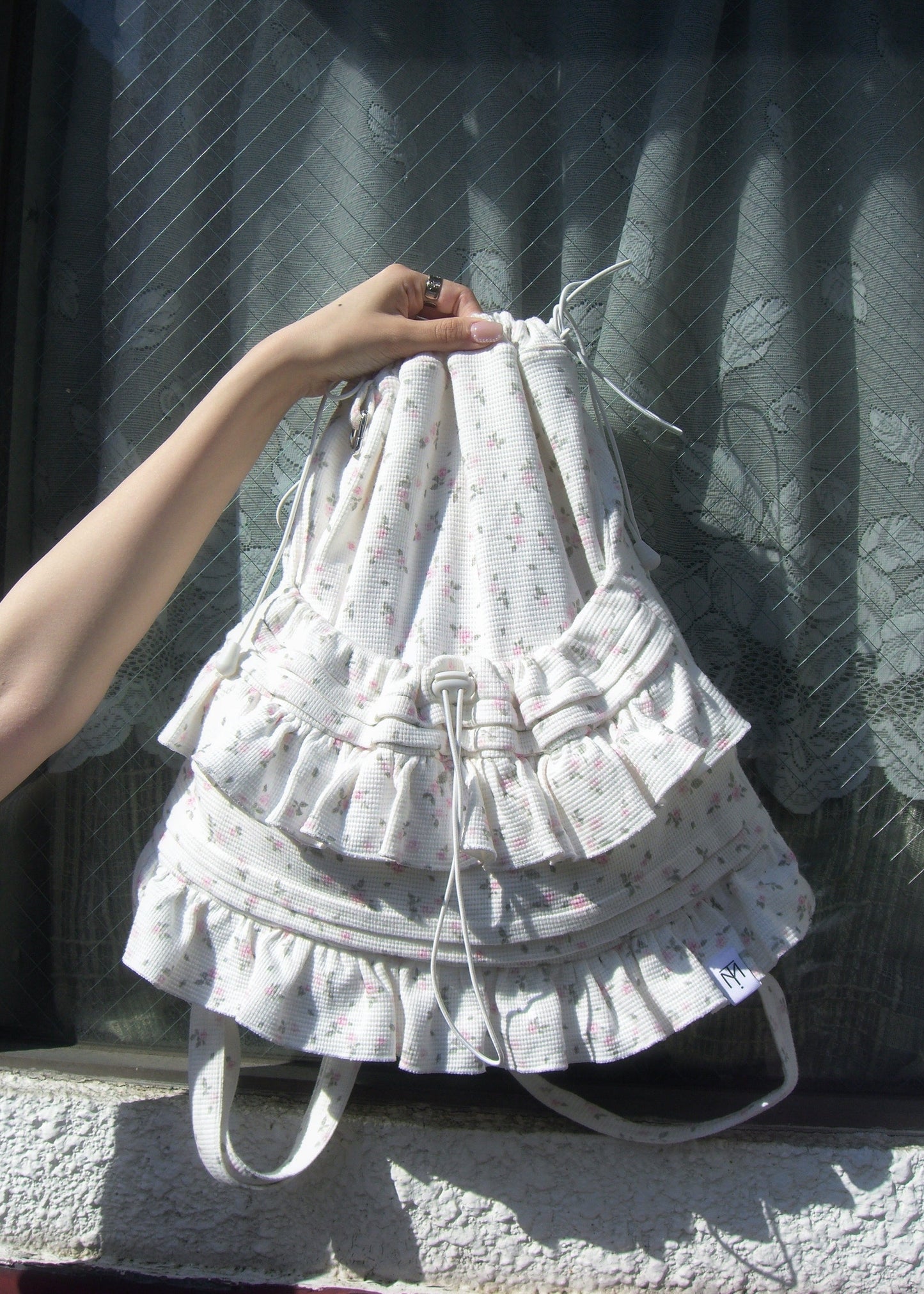 flower waffle frill knapsack
