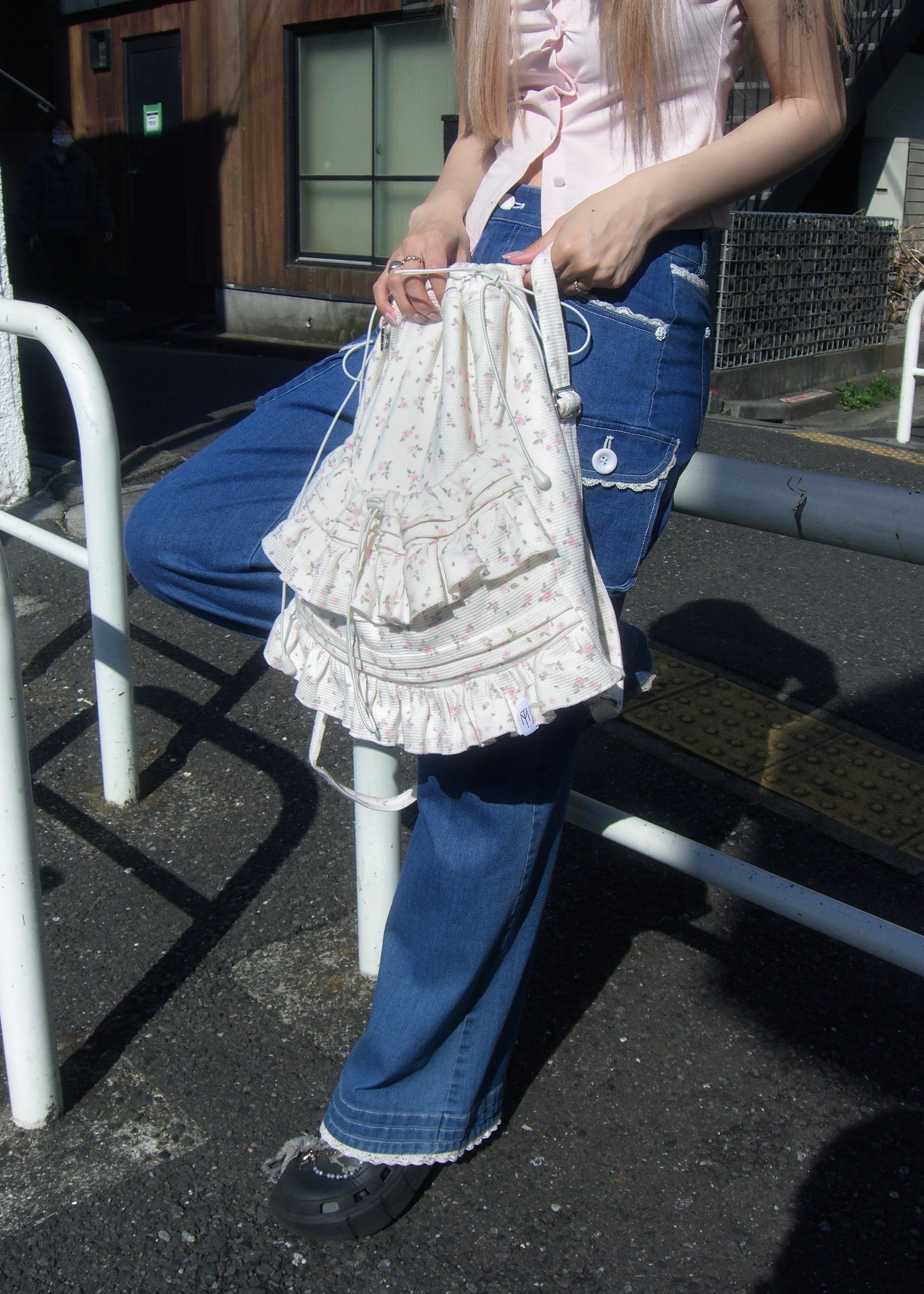 バッグ Tie.Me flower waffle frill knapsack flower waffle frill knapsack – Tie.Me