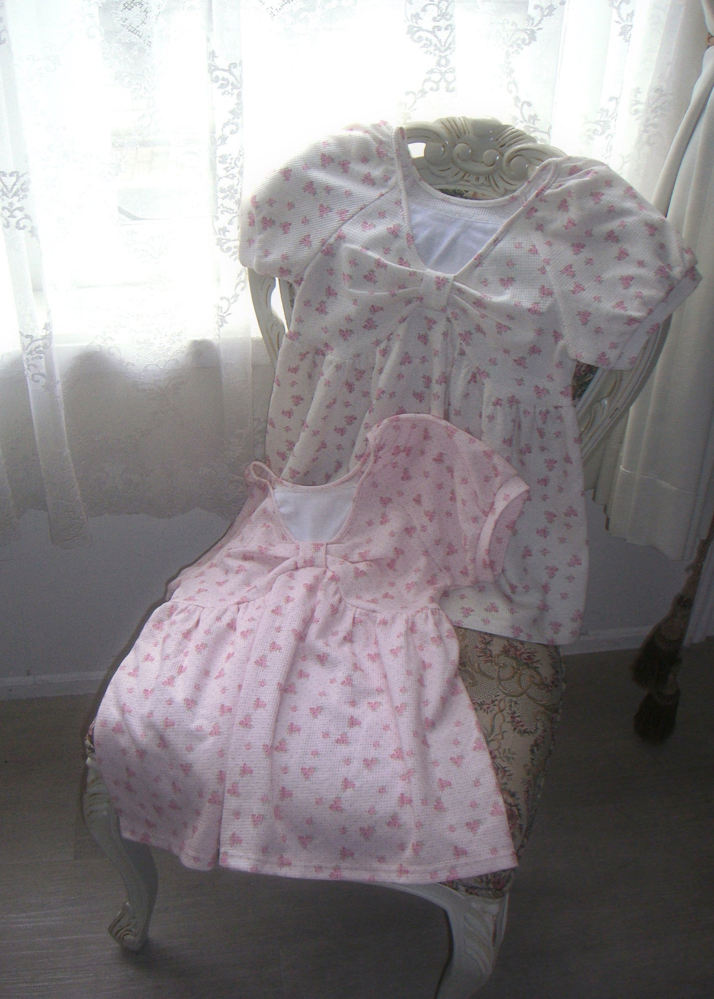 【8月初旬発送】flower waffle ribbon tunic