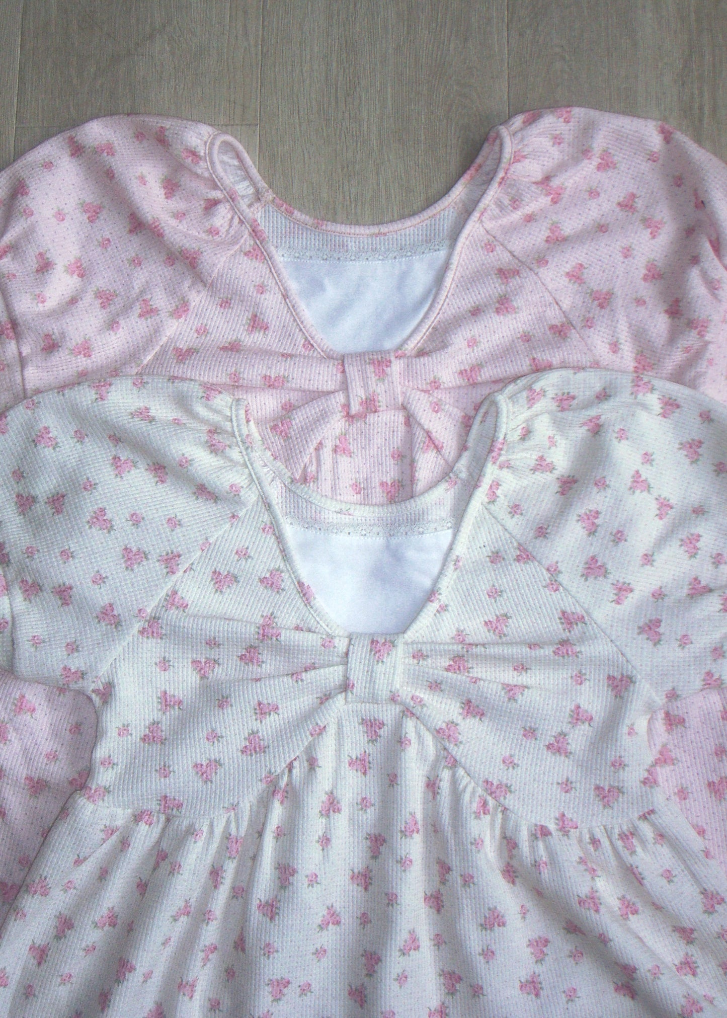 【8月初旬発送】flower waffle ribbon tunic