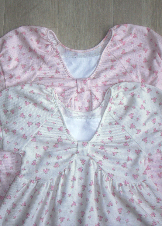 flower waffle ribbon tunic