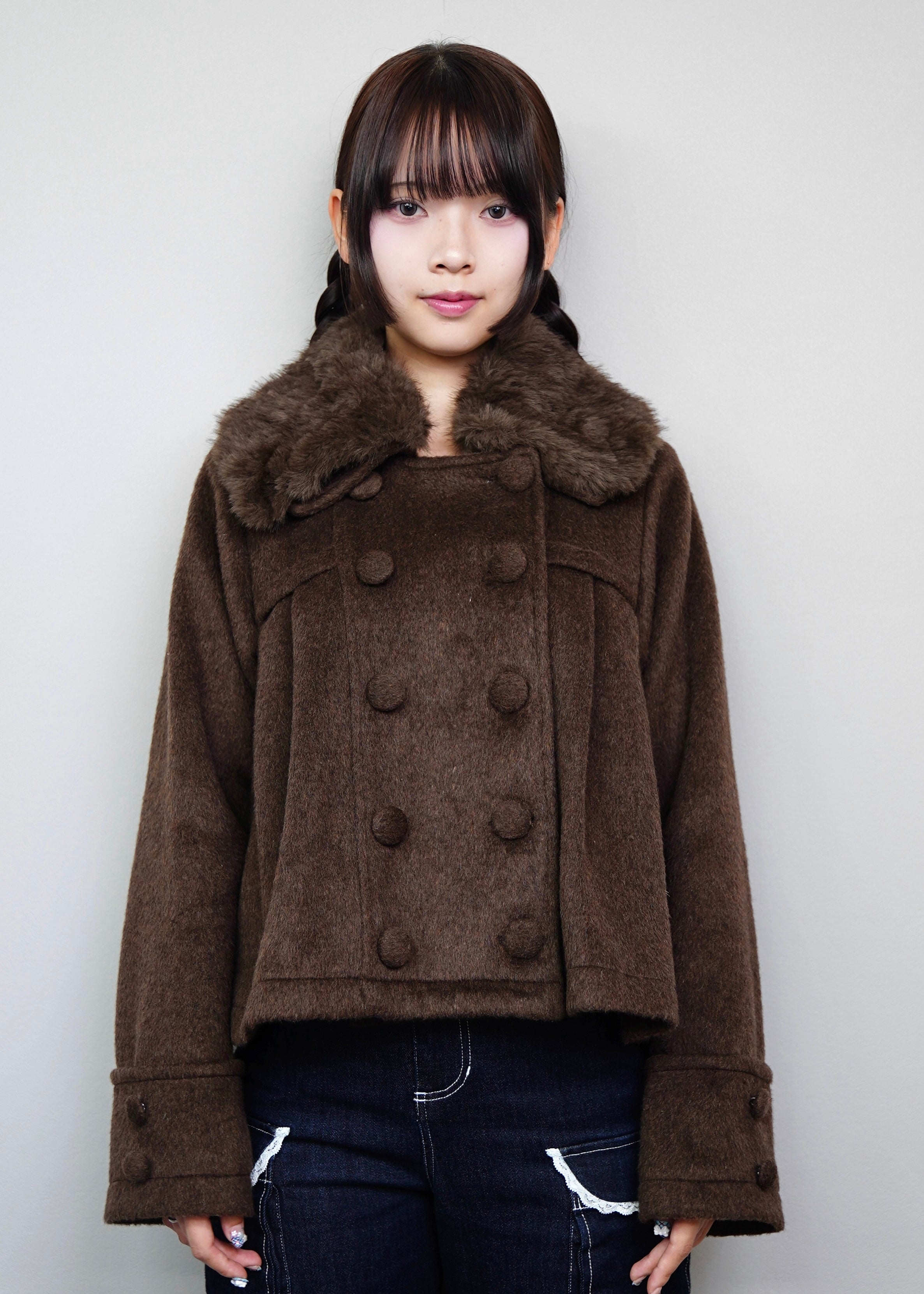 Tie.Me grace fur collar wool coat ブラウン 12月上旬発送】grace fur collar wool coat – Tie.Me
