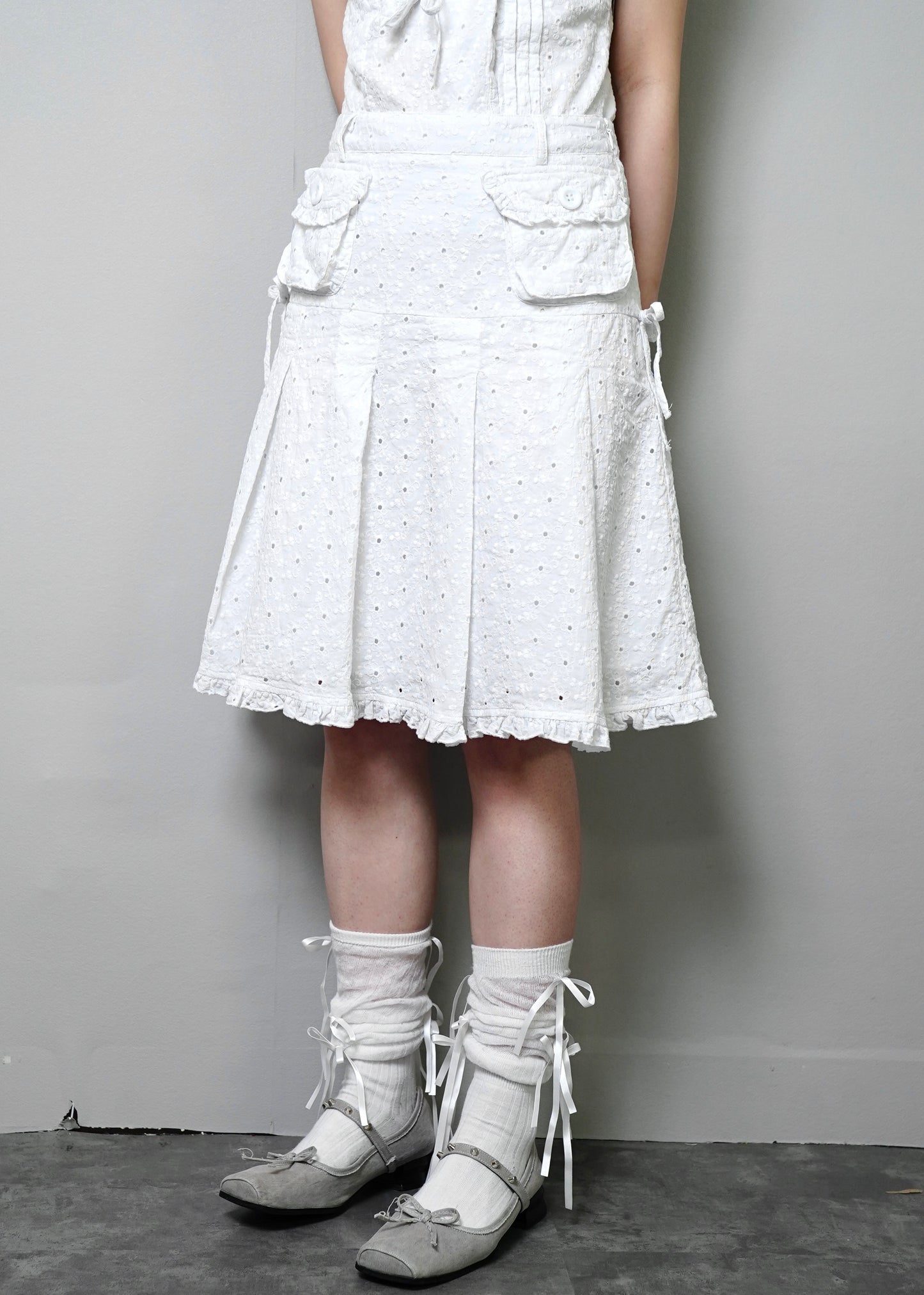 pleated cargo floral skirt
