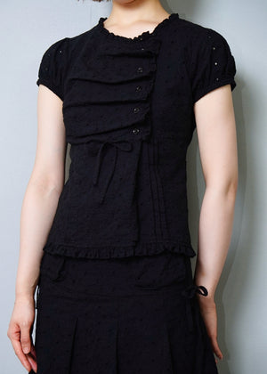 button up flora blouse