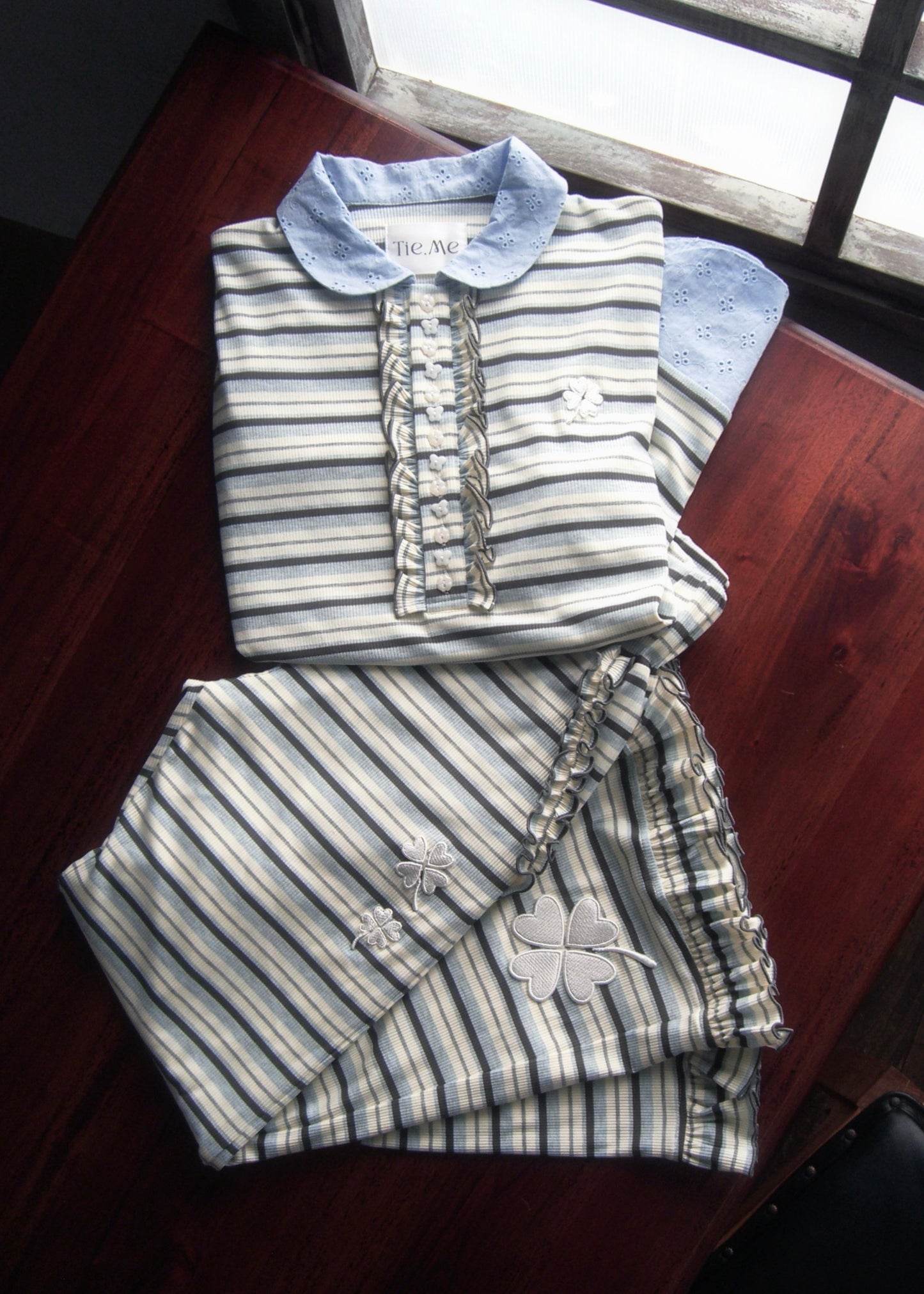 lucky clover stripe flare pants