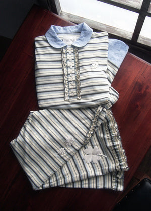 lucky clover stripe flare pants