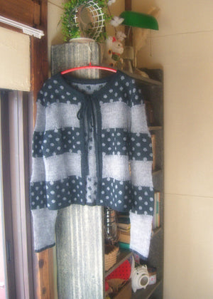color dot knit cardigan