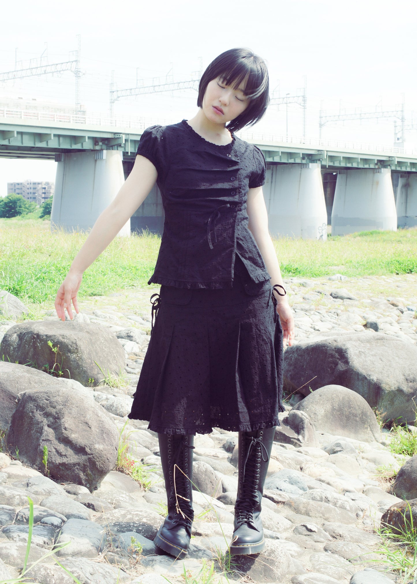 pleated cargo floral skirt