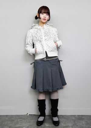 dot frill cotton zip hoodie
