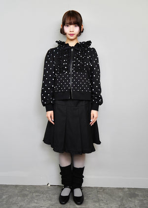dot frill cotton zip hoodie