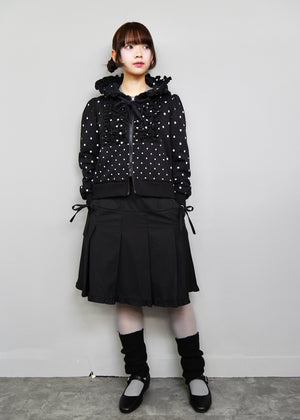 dot frill cotton zip hoodie