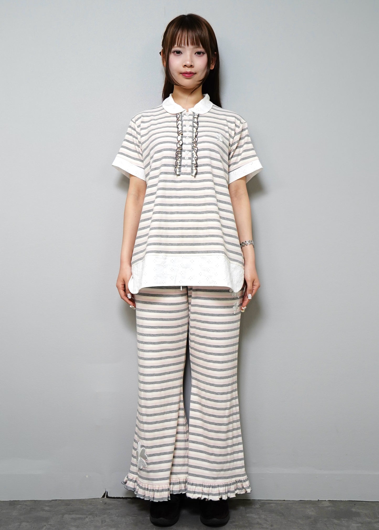 lucky clover stripe flare pants