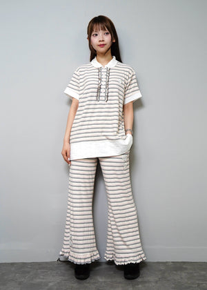 lucky clover stripe flare pants